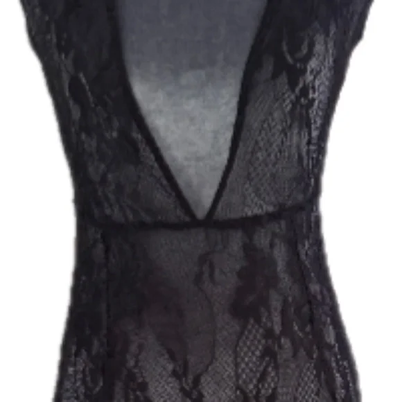 Vintage Forever 21 Low Cut Plunge Neck Line Lace Maxi Dress Sz S - Picture 4 of 5